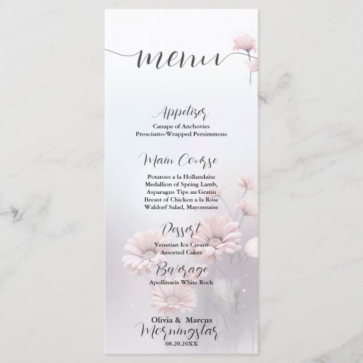 Whimsical Pink Daisies Menükarte (Vorderseite)