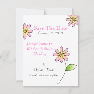 Whimsical Pink Daisies Speichern Sie die Ankündigu Save The Date