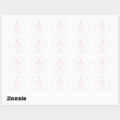 Whimsical Pink Doodle Heart Gastgeschenk Hochzeit Runder Aufkleber (Blatt)