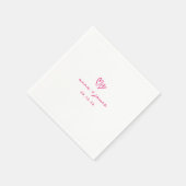Whimsical Pink Doodle Hearts Wedding Serviette (Ecke)