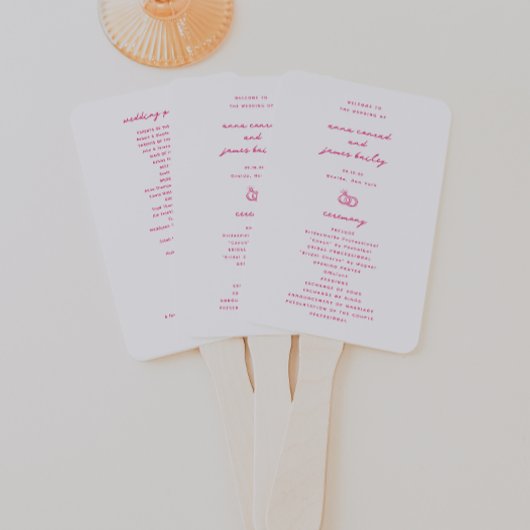 Whimsical Pink Doodle Wedding Program Fächer