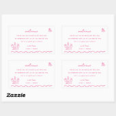 Whimsical Pink Doodle Wedding Welcome Bag Rechteckiger Aufkleber (Blatt)