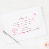 Whimsical Pink Doodle Wedding Welcome Bag Rechteckiger Aufkleber (Umschlag)