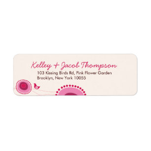 Whimsical Pink Dots Blume & Bird Address Labels