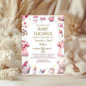 Whimsical Pink Elegant Baby Shower Floral Girl Einladung