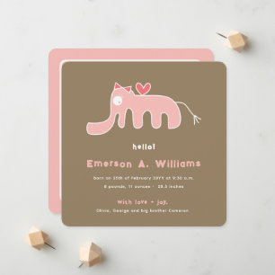 Whimsical Pink Elephant Liebe Baby Girl Foto Gebur Ankündigung