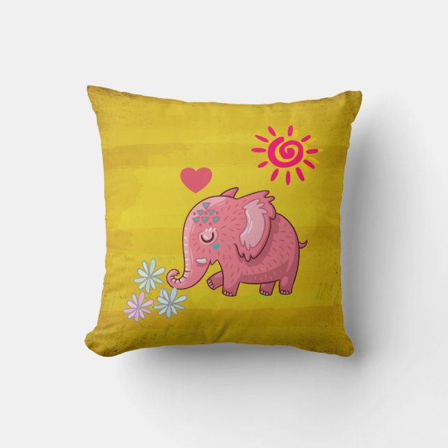 Whimsical Pink Elephant riecht einige Milchsorten Kissen (Vorderseite)