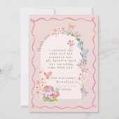 Whimsical Pink Fairy Erster Geburtstag Dankeschön Dankeskarte (Vorderseite)