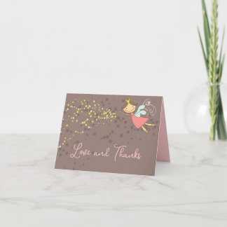 Whimsical Pink Fairy Stars Girl Birthday Dankeskarte