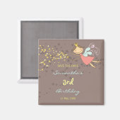 Whimsical Pink Fairy Stars Girl Birthday Magnet (Vorderseite/Rückseite)