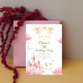 Whimsical Pink Fairy Tale Castle Birthday Einladung