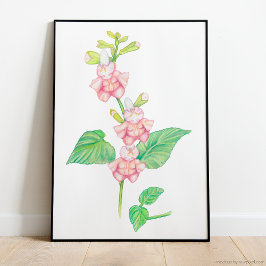 Whimsical Pink Fantasy Blume Buds Watercolor Poster