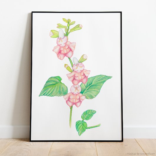 Whimsical Pink Fantasy Blume Buds Watercolor Poster