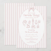 Whimsical Pink Favorite Things Christmas Party Einladung (Vorne/Hinten)