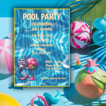 whimsical pink flamingo Birthday Einladung