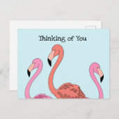 Whimsical Pink Flamingo Cartoon Postcard Postkarte (Vorne/Hinten)