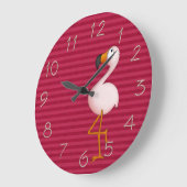 Whimsical Pink Flamingo Clock Große Wanduhr (Winkel)