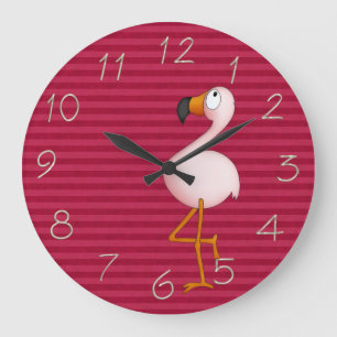 Whimsical Pink Flamingo Clock Große Wanduhr