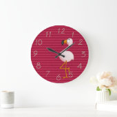 Whimsical Pink Flamingo Clock Große Wanduhr (Zuhause)