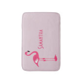 Whimsical Pink Flamingo Custom Bath Mat Badematte (Vorderseite Vertikal)