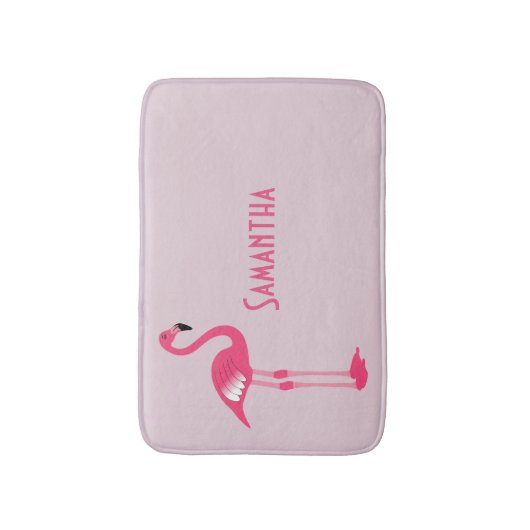 Whimsical Pink Flamingo Custom Bath Mat Badematte (Vorderseite Vertikal)