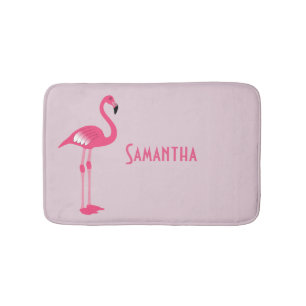 Whimsical Pink Flamingo Custom Bath Mat Badematte