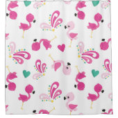 Whimsical Pink Flamingo Muster Duschvorhang (Vorderseite)