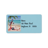 Whimsical Pink Flamingo Nr. 1 Wasserfarben Art Lab Adressaufkleber (Vorne)