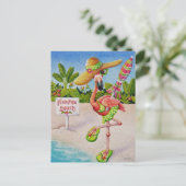 Whimsical Pink Flamingo Nr. 2 Wasserfarbe Kunst Postkarte (Stehend Vorderseite)