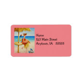 Whimsical Pink Flamingo Nr. 4 Wasserfarben Adressaufkleber (Vorne)