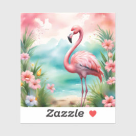 Whimsical Pink Flamingo, Pink Flamingo, Flamingo, Aufkleber