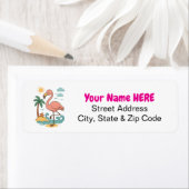 Whimsical Pink Flamingo Rücksendeadressen-Aufklebe (Insitu)