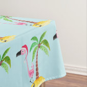 Whimsical Pink Flamingo Tropical Christmas Pattern Tischdecke (Beispiel)