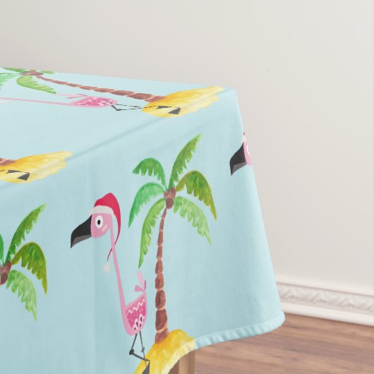 Whimsical Pink Flamingo Tropical Christmas Pattern Tischdecke (Beispiel)