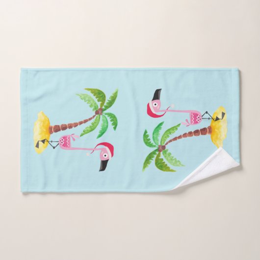 Whimsical Pink Flamingo Tropical Weihnachten Badhandtuch Set (Handtuch)