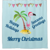 Whimsical Pink Flamingo Tropical Weihnachten Duschvorhang (Vorderseite)