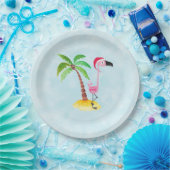 Whimsical Pink Flamingo Tropical Weihnachten Pappteller (Party)
