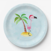 Whimsical Pink Flamingo Tropical Weihnachten Pappteller (Vorderseite)