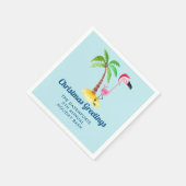 Whimsical Pink Flamingo Tropical Weihnachten Serviette (Ecke)