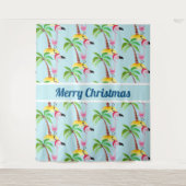 Whimsical Pink Flamingo Tropical Weihnachten Wandteppich (Vorderseite)