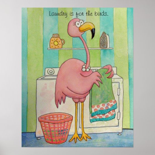 Whimsical Pink Flamingo tut Wäsche Niedlich Poster (Vorne)