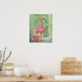 Whimsical Pink Flamingo tut Wäsche Niedlich Poster (Küche)