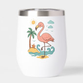 Whimsical Pink Flamingo Wine Tumbler (Rückseite)