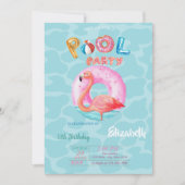 Whimsical Pink Flamingos Pool Schwimmbad Sommer Einladung (Vorderseite)