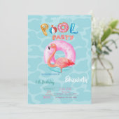 Whimsical Pink Flamingos Pool Schwimmbad Sommer Einladung (Stehend Vorderseite)