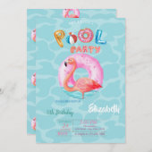 Whimsical Pink Flamingos Pool Schwimmbad Sommer Einladung (Vorne/Hinten)