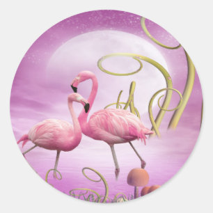 Whimsical Pink Flamingos Stickers