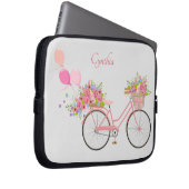Whimsical Pink Floral Bike Personalisiert Laptopschutzhülle (Vorne Rechts)