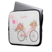 Whimsical Pink Floral Bike Personalisiert Laptopschutzhülle (Vorderseite Links)