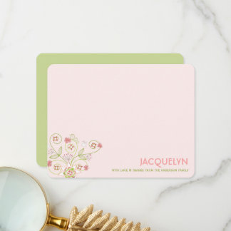 Whimsical Pink Floral Blooms Chic Girl Baby Dusche Dankeskarte
